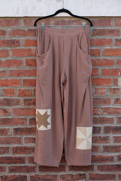 Brown Quilt Patch Pants