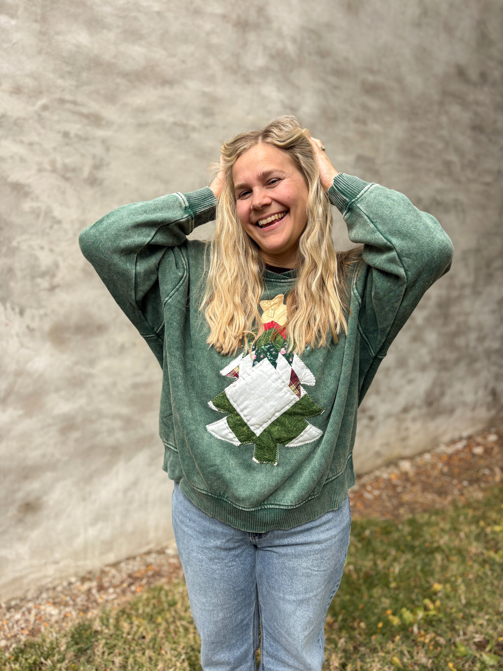 Green Quilty Christmas Tree Sweatshirts