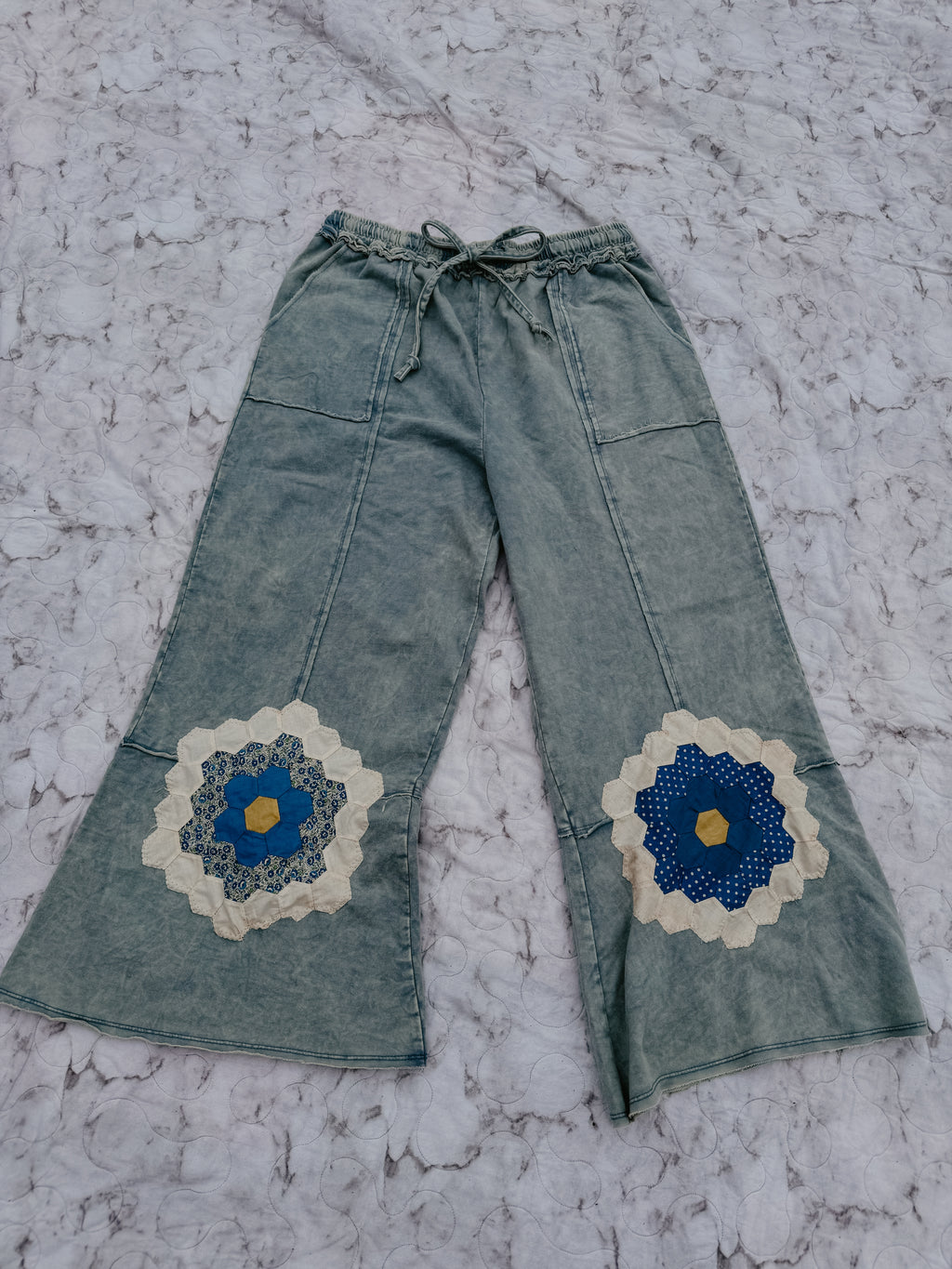 Quilt Patch Drawstring Pants