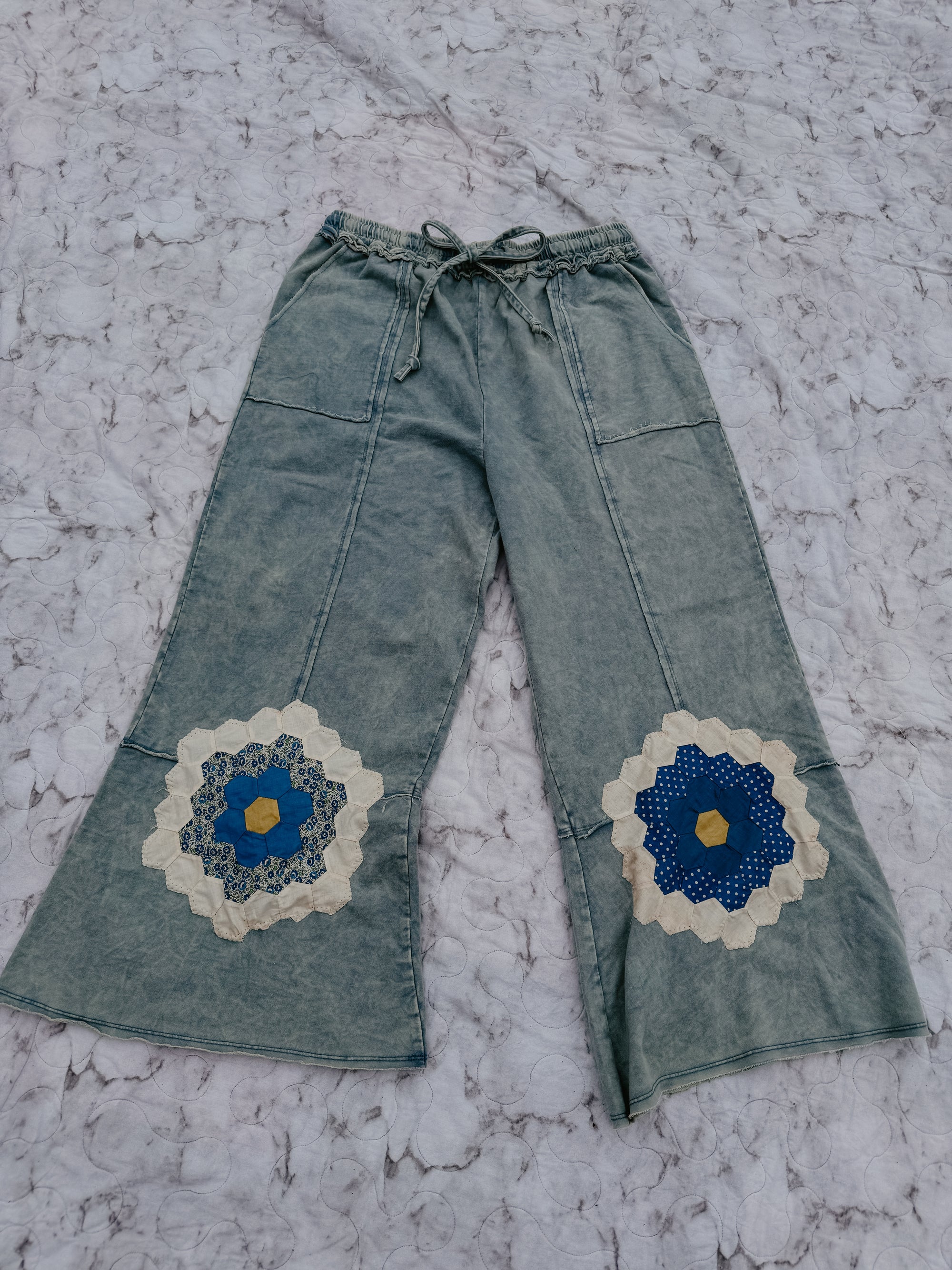 Quilt Patch Drawstring Pants
