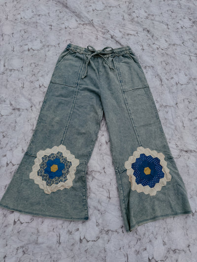 Quilt Patch Drawstring Pants