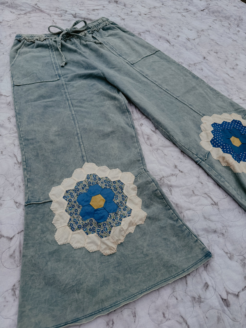Quilt Patch Drawstring Pants