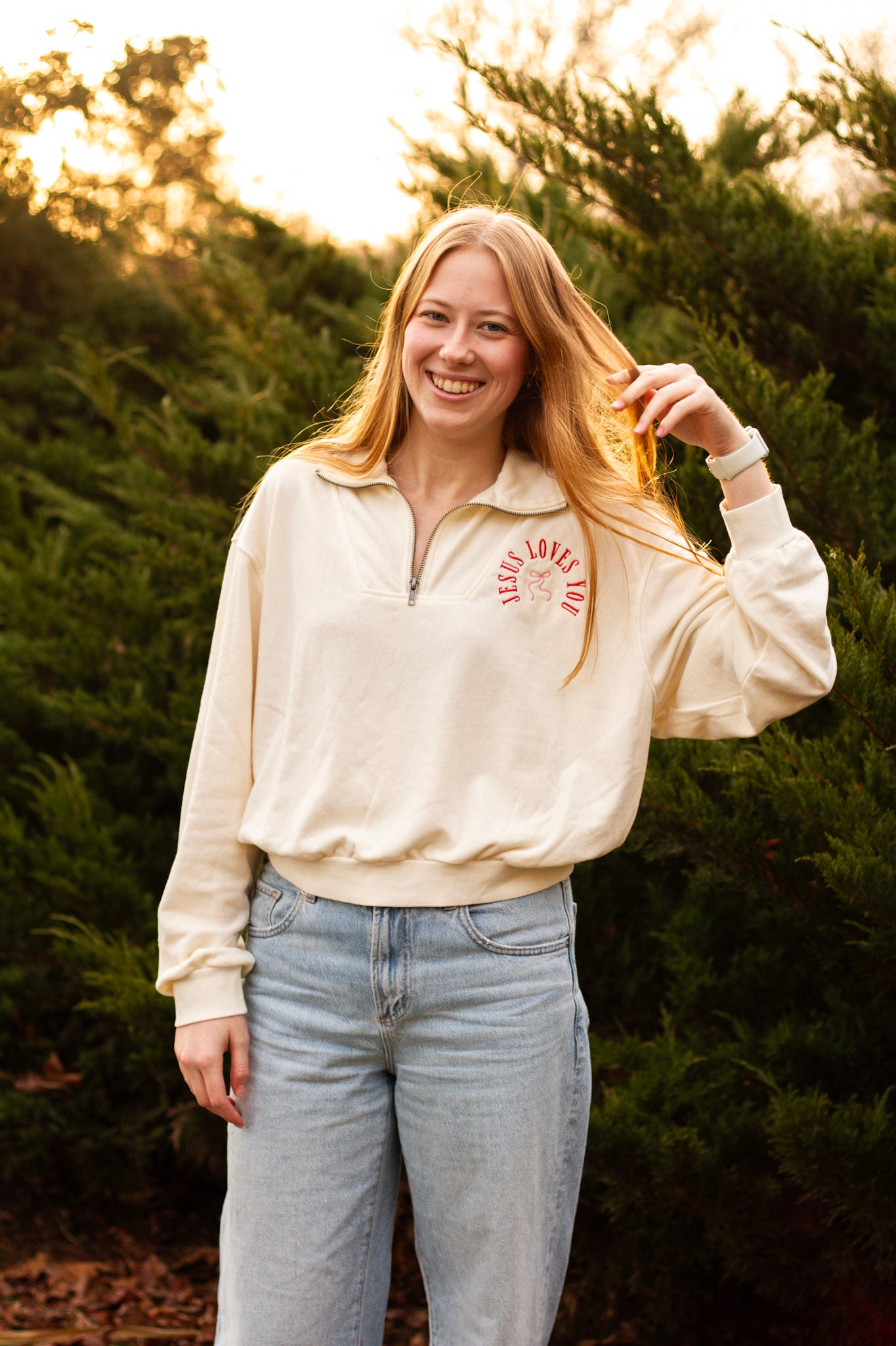 Jesus Loves You Half Zip Sweatshirt