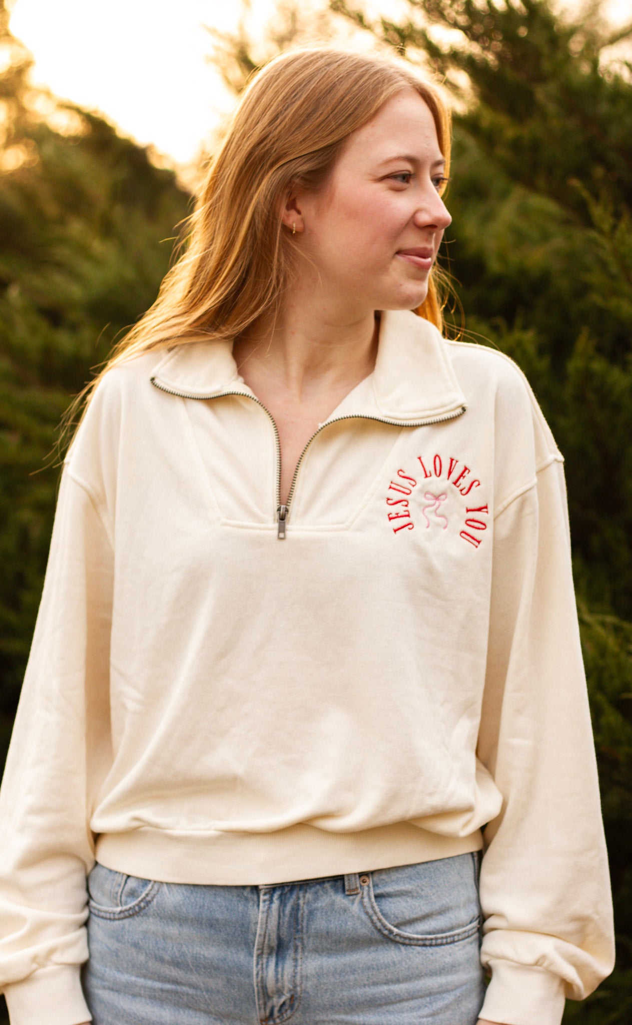 Jesus Loves You Half Zip Sweatshirt