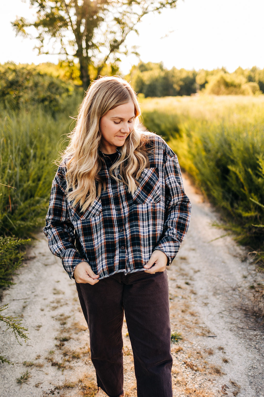 Quilt Patch Cropped Flannel