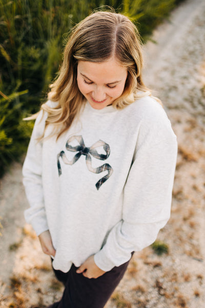 Flannel Bow Sweatshirt