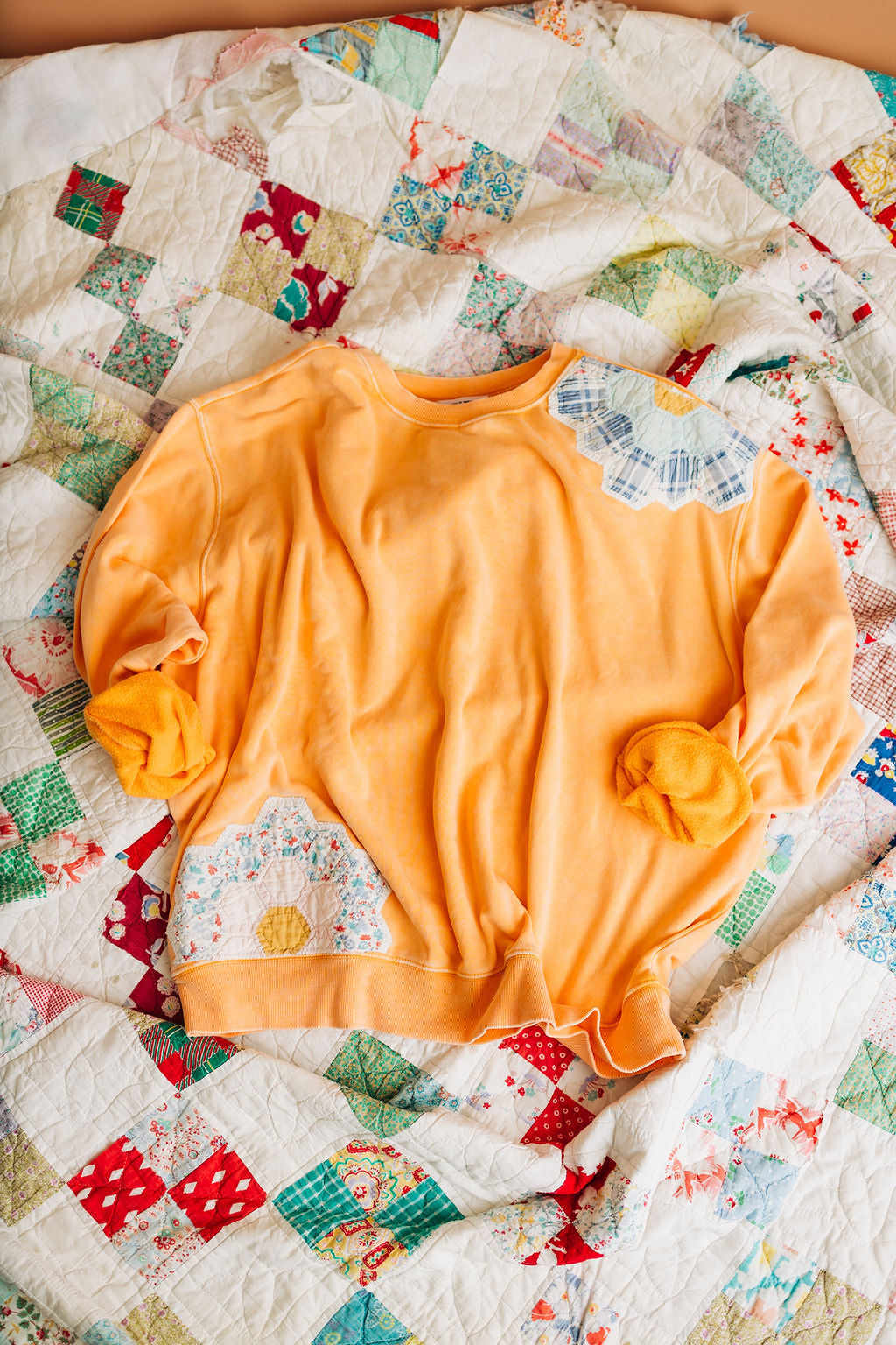 Orange Quilt Patch Sweatshirt