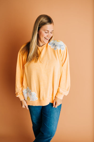 Orange Quilt Patch Sweatshirt