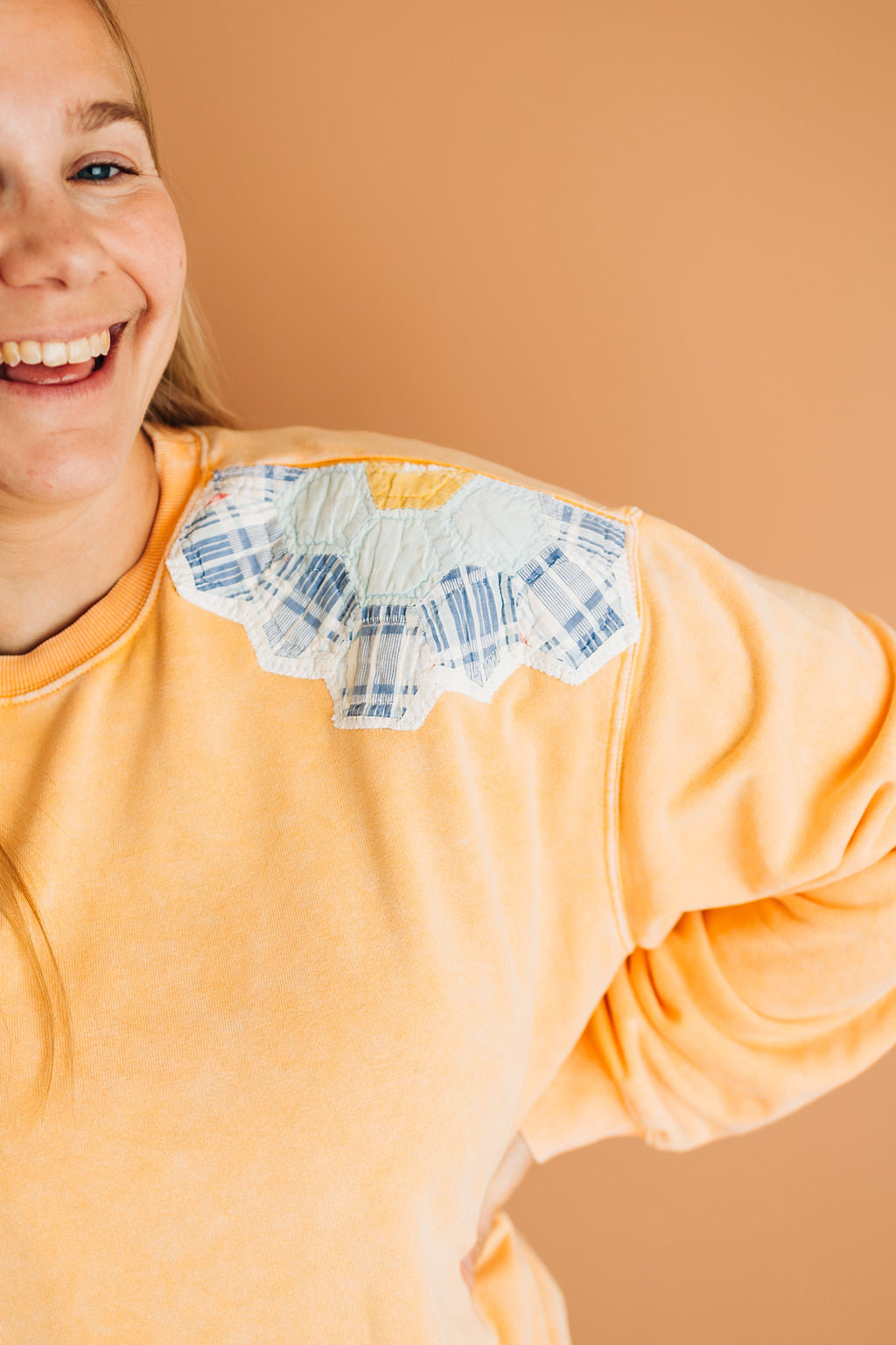 Orange Quilt Patch Sweatshirt