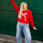 Red Bow Cropped Sweater