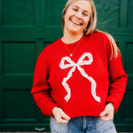 Red Bow Cropped Sweater
