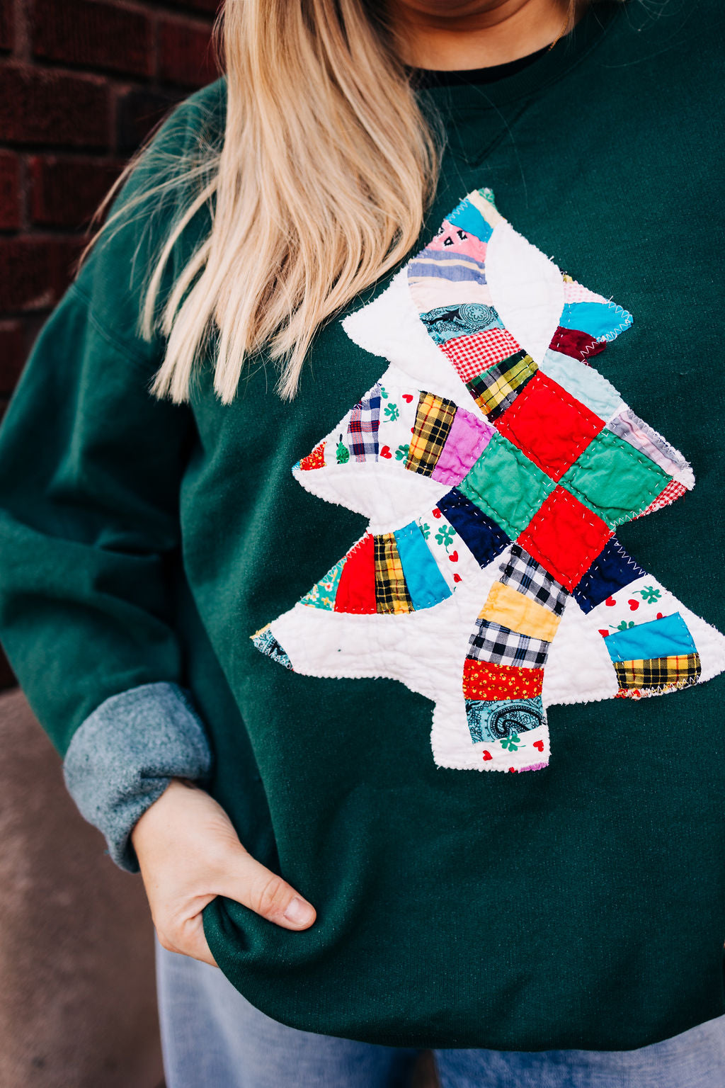 Green Quilty Tree Sweatshirt