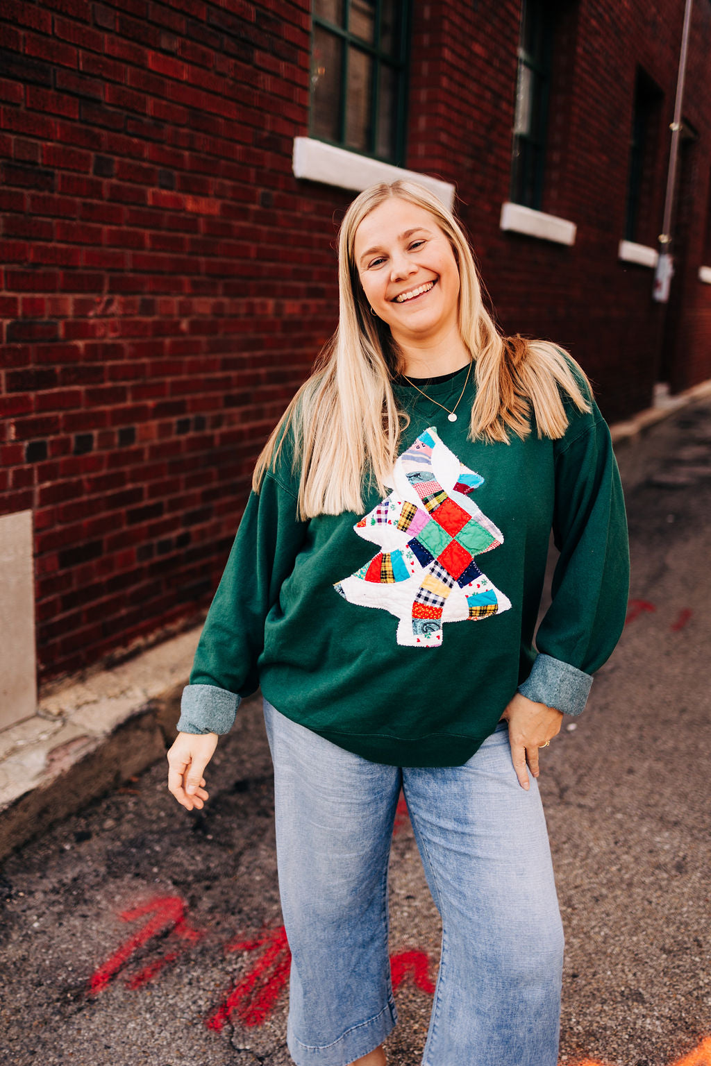 Green Quilty Tree Sweatshirt