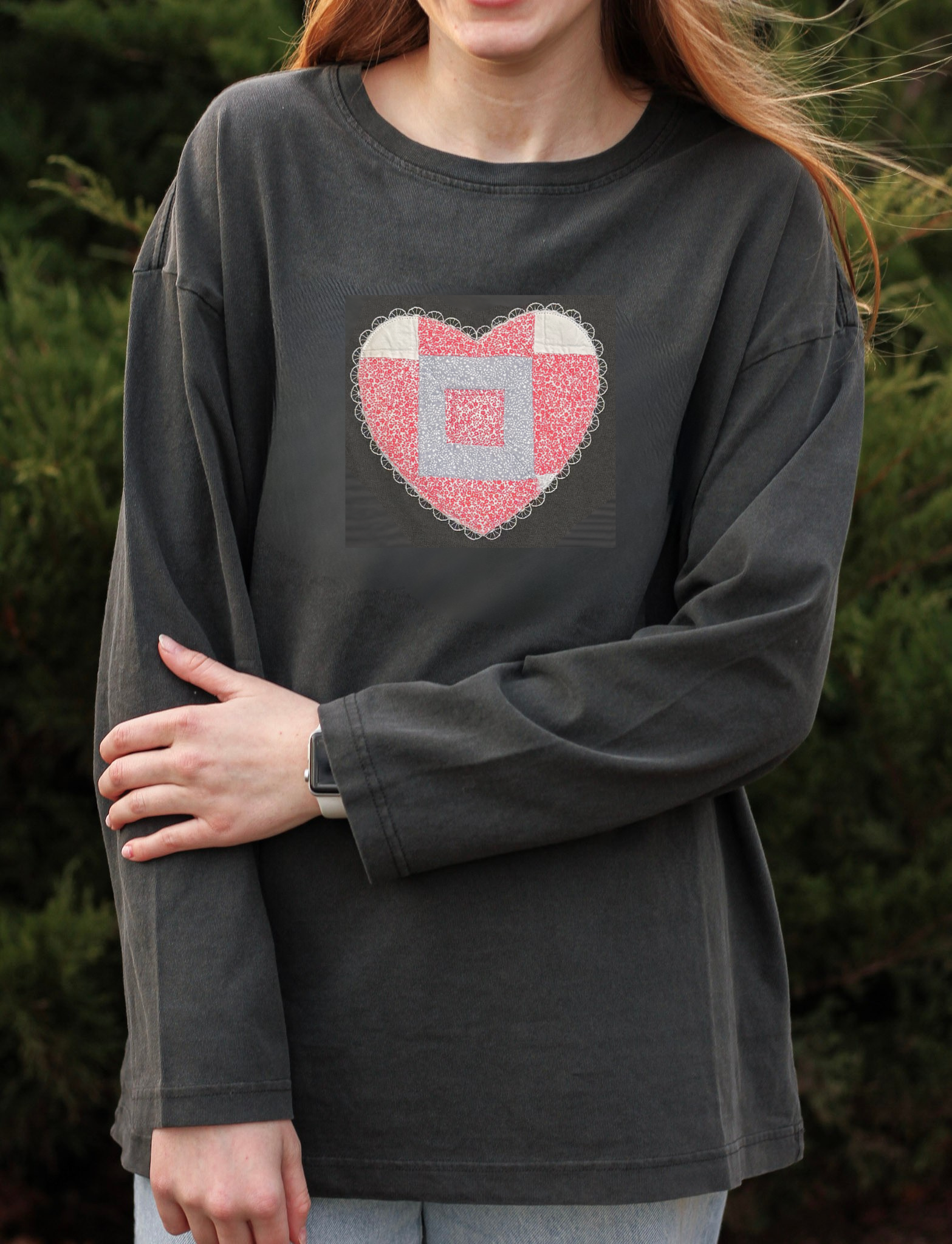 Valentine's Quilt Heart Long Sleeve